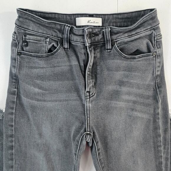 KanCan KC7274LG Women's High Rise Skinny Jeans Gray Distressed 7/27 Raw Hem - Picture 2 of 12